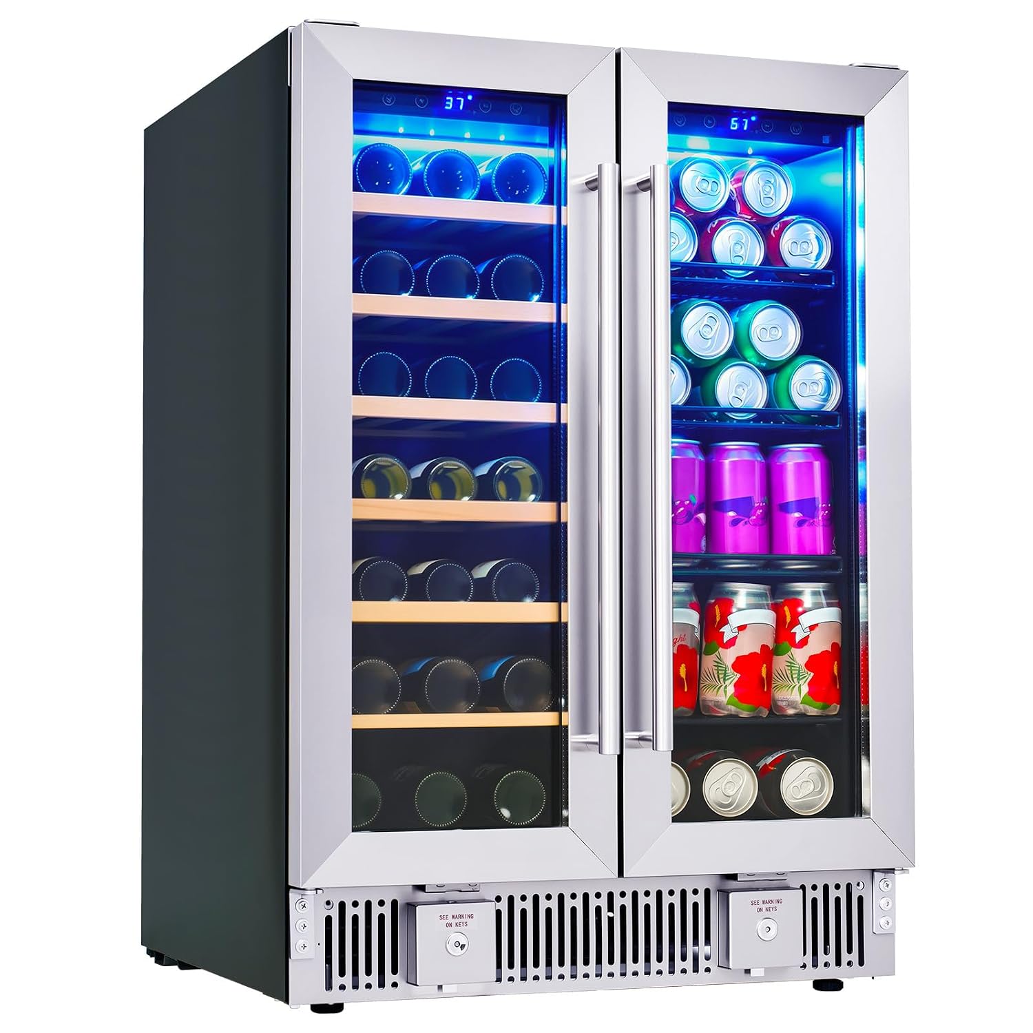Wine And Beer Undercounter Fridge - Drankenkoelkast, 24-inch dual-zone wijn- en bierkoelkast