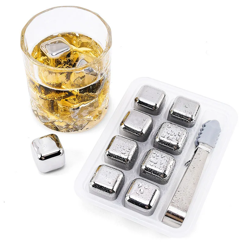Whiskey Stone Set - 4/6/8 Stuks RVS IJsblokjes Set Herbruikbare