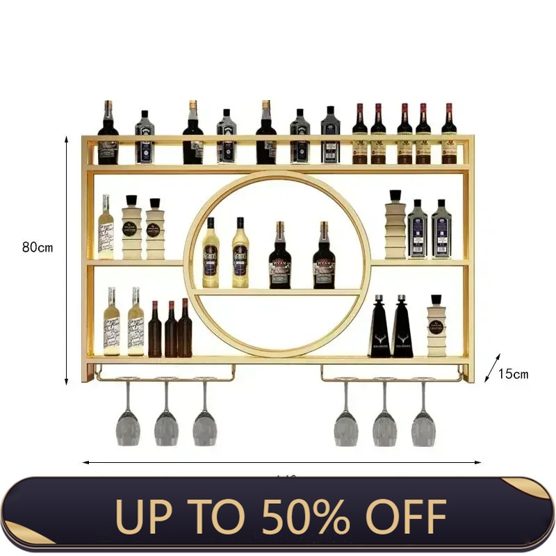 Wine Rack Wall Mount - Industriële wandgemonteerde bar-wijnrek met opbergkast, hangende
