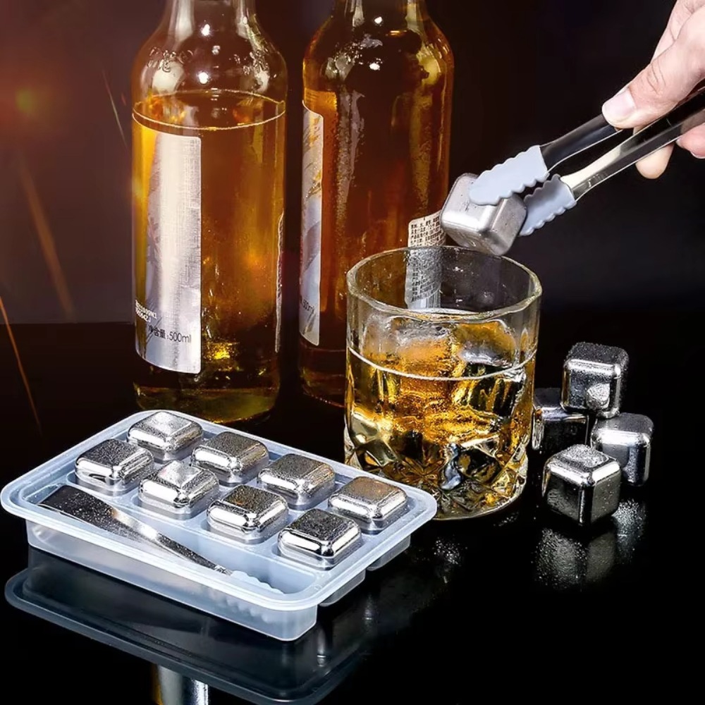 Whiskey Stone Set - 4/6/8 Stuks Rvs Ijsblokjes Set Herbruikbare