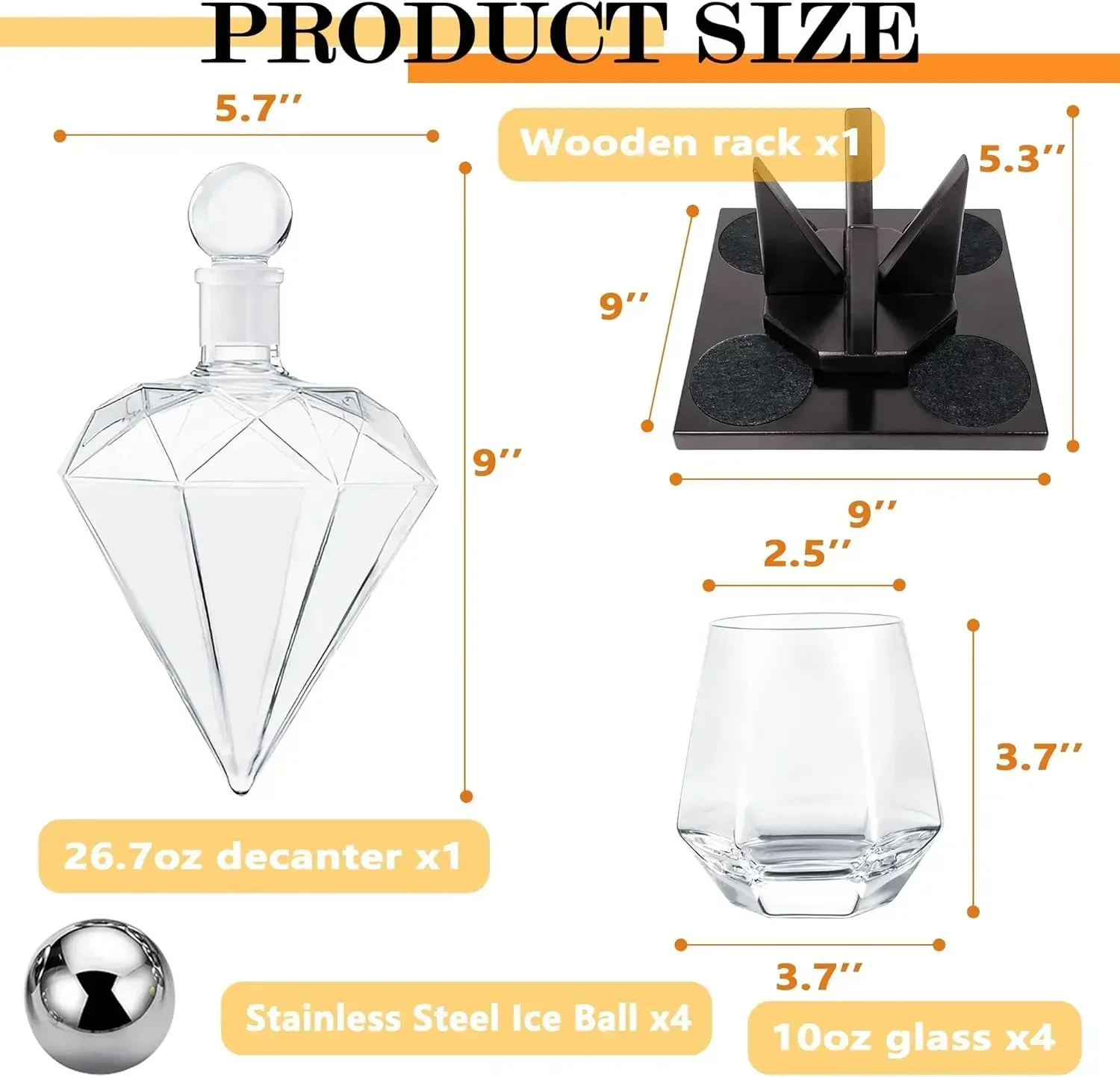 Diamanten Whisky Decanter Set, - Whiskey Stone Set recensie en prijs